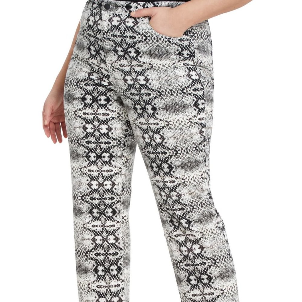 Eloquii Snake Print Stretch Cotton Jeans